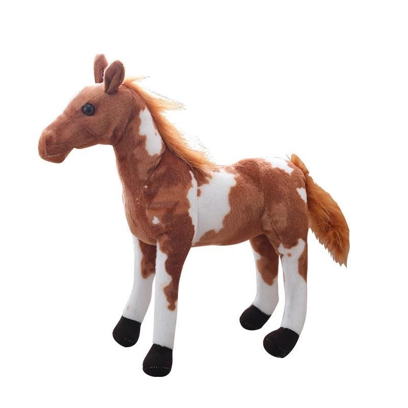 Peluche Cheval Sauvage 30 cm / Robe Pie Baie