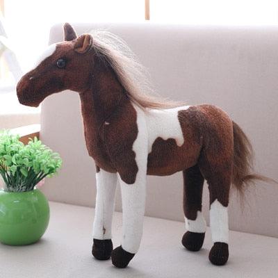 Peluche Cheval Sauvage 30 cm / Robe Pie Baie - Foncé