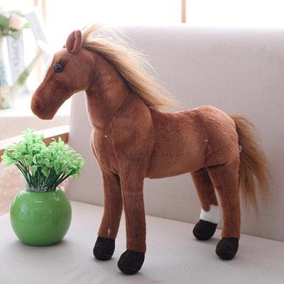 Peluche Cheval Sauvage 30 cm / Robe Bai